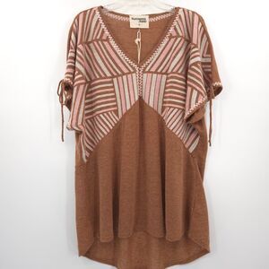 Savanna Jane NWT kimono tunic top womens Size 2X tan & beige embroidered